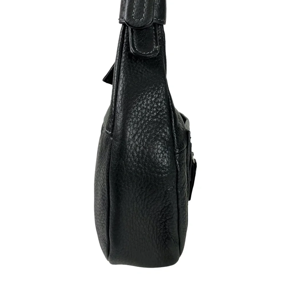 Tignanello Black Genuine Leather Hobo Handbag Shoulder Bag Purse Tote Satchel